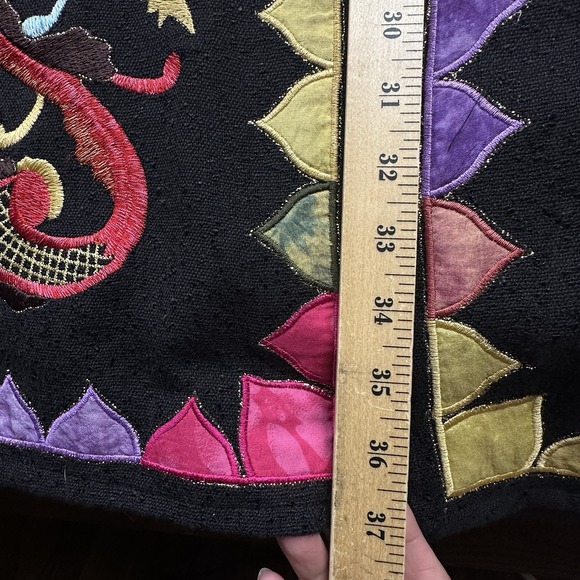 VTG Soft Surroundings Jacket Women Large Black Multicolor Floral Embroidery Boho - Picture 14 of 14